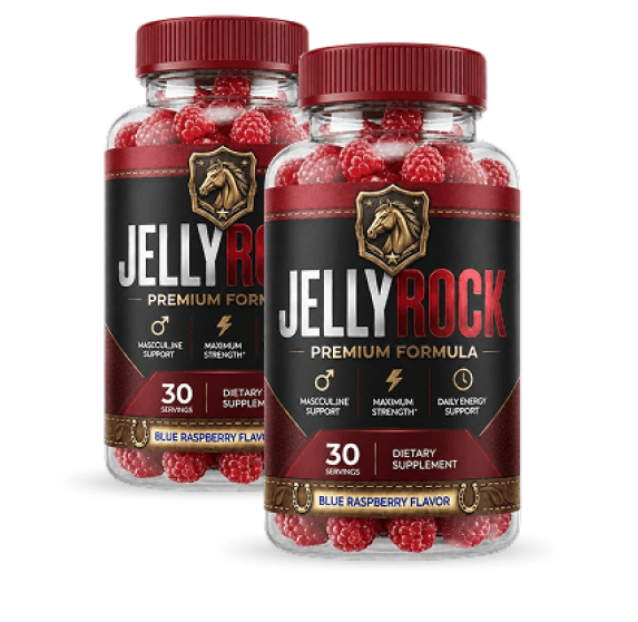 two bottles of blue raspberry gummy supplement side by side, black red and gold label with horse hea